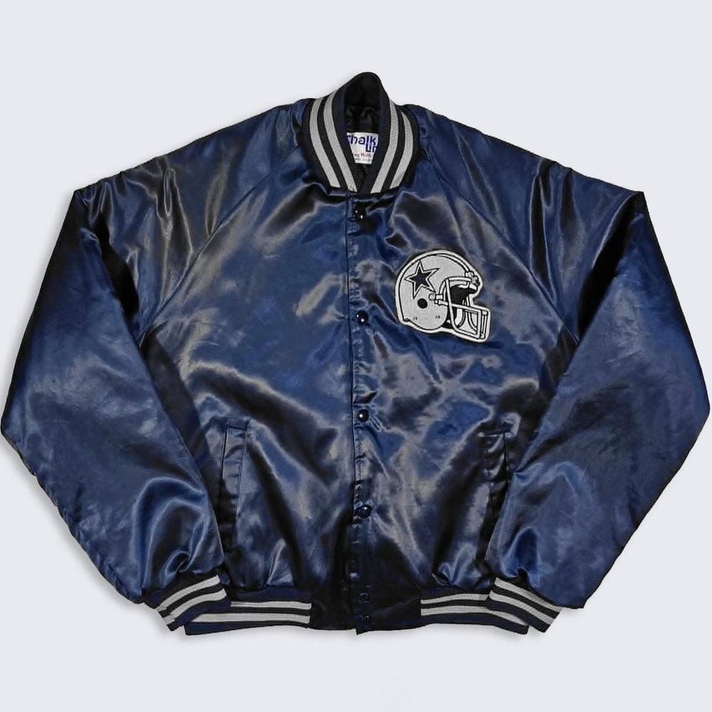 Dallas Cowboys Vintage 80s Chalk Line Satin Bomber Jacket